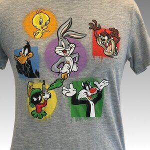 LOONEY TUNES CHARACTER GRAPHIC TEE Girls Teen Medium 7-9 Gray Hi Lo Hem shirt